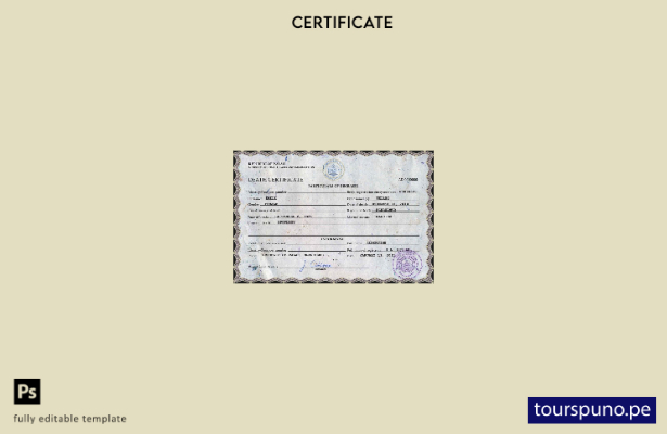 listo para imprimir plantilla PSD de certificado de defunción de Palau